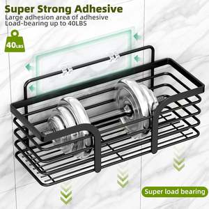 Organisateur de douche, porte-savon, crochets, étagères de douche antirouille, <span class=keywords><strong>sans</strong></span> perçage, rangement de salle de bain, montage mural - Product Image 6