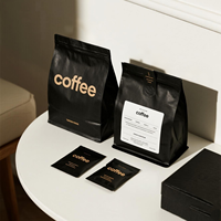 Pochette à fond plat personnalisable de 100g 250g 500g avec fermeture à glissière refermable en papier kraft et valve de dégazage sac de grains de café frais torréfiés