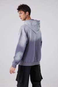 Felpa con cappuccio <span class=keywords><strong>viola</strong></span> con cappuccio lavato di alta qualità con etichetta per abbigliamento maschile - Product Image 4