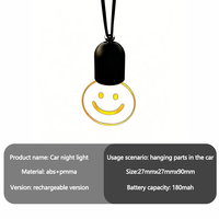 Lampe suspendue créative pour voiture, avec ampoule Edison vintage à détecteur de mouvement rechargeable, motif visage souriant, pour décoration intérieure automobile