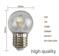 110V 220V 240V E26 E27 1W 2W boîtier en plastique ampoule LED PC Mini boule rétro Edison Dimmable G45 ampoule