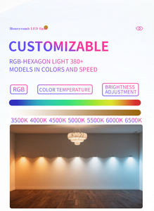 Lámpara de Trabajo LED Hexagonal Portátil, Regulable, 110V/220V, Luz Blanca Fría 6500K, Impermeable, RGB, Alto CRI>90, para Taller, Garaje, Camino - Product Image 3