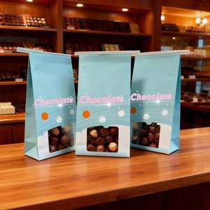 Customizable Translucent Window <b>Greaseproof</b> <b>Paper</b> Bag Recyclable Oil Resistant for Candy Cookie Chocolate Packaging With Tin Tie - Product Image 1