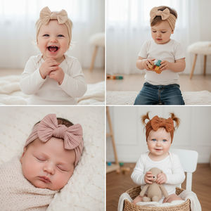 5 Parça Çevre Dostu Naylon Yenidoğan Bebek Kız Saç Aksesuarları Sevimli Düğüm Kelebek Tasarımlı Bandana Seti 13-24 Ay - Product Image 3