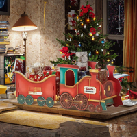 DIY Yanxi Plastic Train de Père Noël Express Rouge avec Traîneau, Jouet de Noël, Décoration Surprise pour Fêtes à Domicile, Bonbons et Chaussettes de Noël JH-W43