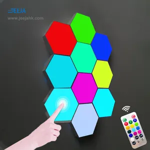 JEJA-Luz LED hexagonal con Control remoto y sonido RGBIC 2022, sincronización inteligente con música, bricolaje, panal de abeja, luz de pared, decoración cuántica