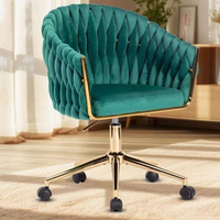 Tabouret de bar moderne en tissu de luxe léger avec support doré, réglable et mobile pour les salles à manger et les salons