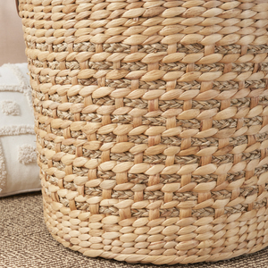 Panier de rangement rond tissé en jacinthe d'eau Isidore, 15,7 pouces, brun naturel, multi-usages - Product Image 5