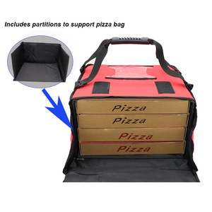 Portatile resistente poliestere riutilizzabile termoisolante rosso nero 14 "16" consegna Pizza borsa per il trasporto con divisorio - Product Image 2
