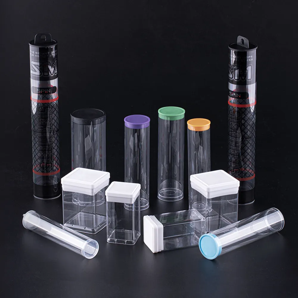 Tubes d'emballage de bonbons en forme de cylindre transparent, de qualité alimentaire de haute qualité PETG pccg, pièces