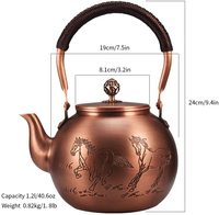 Théière en cuivre pur épaisse à motifs multiples en gros, théière Kung Fu pour faire bouillir l'eau, théière japonaise