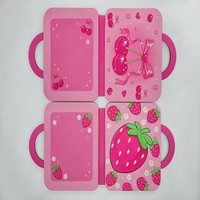 Nouvel Arrivage – Magnifique Boîte Cadeau Cosmétique Vide Rose Style Sac à Main à Motif Fruité pour Emballage de Kit Beauté Enfant Marque Privée