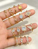 Cincin Emas Kristal CZ Desain Multi untuk Wanita, Cincin Jari yang Dapat Disesuaikan dan Ditumpuk, Perhiasan Ular Mutiara Trendi untuk Hadiah