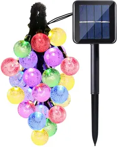 Solar Powered 7.5m LED Christmas Lights String Colored Bubble Lights 8 Features IP44 Residential Outdoor Garden Courtyard Use