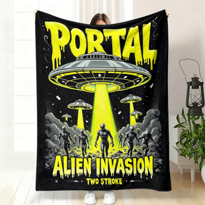 Manta de Franela con Diseño de Invasión Alienígena y OVNIs, Manta para Siesta, Lavable a Máquina, Resistente a la Decoloración, para Dormitorio o Sala de Estar - Product Image 4