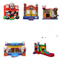 Château Gonflable Thème Football en PVC avec Toboggan et Aire de Rebond pour Enfants, Couleur Marbre Unie, 15x26x15 pieds, Garantie 3 Ans - Vente Flash