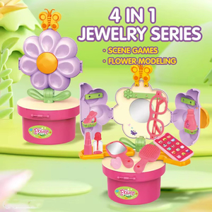 Ensemble de jeu éducatif <span class=keywords><strong>4</strong></span>-en-1 pour enfants : maisonnette, outils, pot de fleurs, fonctions sonores et lumineuses, en plastique, pour jeu de rôle préscolaire - Product Image 5