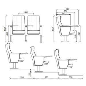 Sièges de théâtre Offre Spéciale utilisés sièges d'auditorium à bas prix pliant rembourré pour la salle de conférence de l'école de l'église - Product Image 3