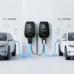 Chargeur mural AC pour véhicule électrique ES07 7KW monophasé ES22 22KW triphasé avec écran numérique en option et câble de charge Type 2 intégré - Product Image 2