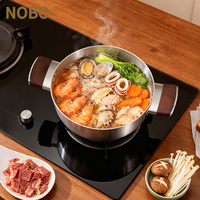 Ensemble de casseroles en acier inoxydable triple couche 304, 20/22/24/26/28 cm, revêtement antiadhésif en titane, durable, pour la cuisine