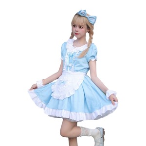 Zixiao Alice Cosplay Costume Sky Blue Dress Women Adult Anime Wonderland Maid Outfit - Product Image 5