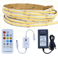 SXZM Best Seller Kit de Bande LED COB 24V CCT à Température de Couleur Réglable, Haute Densité 576 LED/M, Ruban Sans Points, Ensemble Télécommandé