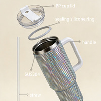 Vaso de Viaje Personalizado para Mujer, de Acero Inoxidable con Acabado Brillante, 40 oz, Gran Capacidad, con Asa y Pajita, Vaso de Acero Inoxidable de 40 oz