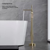 Ensemble de douche et baignoire mural moderne minimaliste en laiton avec cartouche céramique, finition brossée, double poignée, eau chaude et froide, pour hôtel et villa