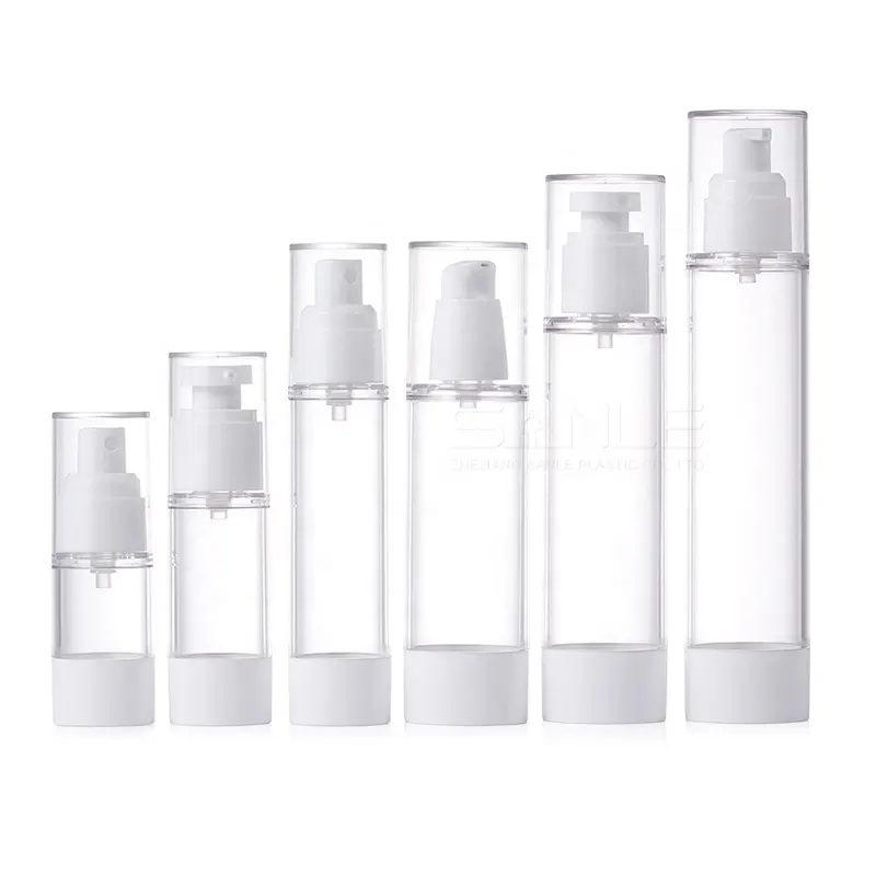 Airless Flasche Acryl 15ml 30ml 50ml 100ml Kunststoff Kosmetik Airless Tragbare Pump Lotion Flasche für cremefarbene Hautpflege verpackungen