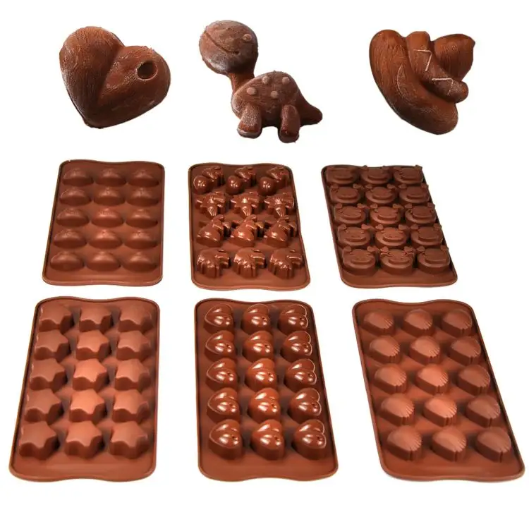 MANJIA-Molde de silicona con forma de corazón para hornear, molde de Chocolate con 15 agujeros