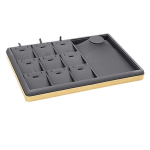 Jewelry Tray Gold-Edged <b>Brushed</b> Leather 6-Compartment Display Ring Pendant Storage One-Piece PU Leather - Product Image 2