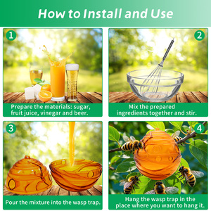 Trampa Reutilizable de Plástico para Avispas, Atrapador de Abejas Colgante para Exteriores, No Tóxico, Eliminador de Avispones y Hornetas para Control de Plagas en Jardín y Granja - Product Image 4