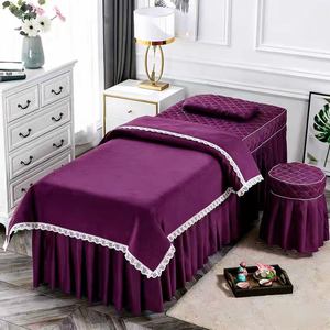 Juego de cuatro fundas para camilla de belleza, color liso, esencial para salón profesional, kit de fundas sencillas para camilla de masaje y lavado de cabello - Product Image 2