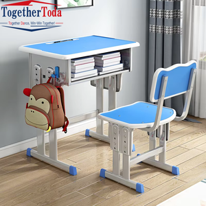 Chaise à cadre métallique moderne et durable, ensemble de mobilier coloré pour salle de classe - Bureaux et chaises d'étude réglables en hauteur pour étudiants, pour l'école - Product Image 2