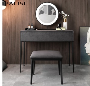Bộ bàn trang điểm phong cách Ý hiện đại LED thắp sáng bàn phòng ngủ phong cách Ý + gương + ghế đơn giản Thiết kế bàn trang điểm Bộ 3 - Product Image 2