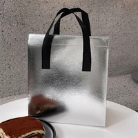Sac isotherme gris argenté non tissé pour emballage alimentaire, garde au chaud et au froid, livraison réutilisable, pochette thermique portable