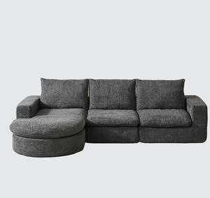 Canapé modulaire en chenille courbé en forme de L avec chaise longue, canapé moderne sans structure, sièges profonds pour appartement - Product Image 2