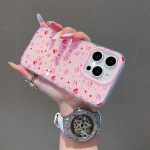 Style français Portable pour 16promax étui <span class=keywords><strong>de</strong></span> téléphone portable pour Apple IPhone15 petite poignée <span class=keywords><strong>de</strong></span> téléphone en TPU Design papillon cerise florale pour - Product Image 6