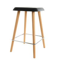 Siège en plastique de la mode PP avec pied en bois tabouret de bar chaise de bar tabouret de comptoir pour cuisine restaurant
