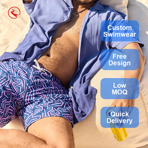 <b>Men</b> Geometric Print Beach Shorts Quick Dry Woven Polyester Drawstring Waist with Pockets Mid Length Swim <b>Trunks</b> - Product Image 1