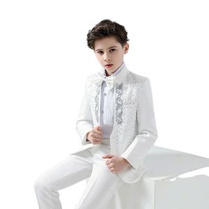 Weiße Festliche Kleidung für Jungen 10 Jahre Gentleman-Anzug Einfarbiger <span class=keywords><strong>Blazer</strong></span> Hose Kinderkleidung Hochzeit Auftritt Kinderbekleidung - Product Image 1