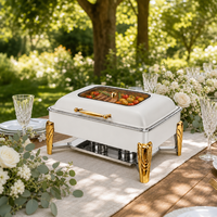 Réchauds de buffet commerciaux en acier inoxydable blanc doré pour mariage, chauffe-plats à alcool, équipement de traiteur