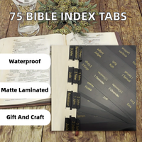 75 étiquettes d'indexation pour la Bible, Nouveau et Ancien Testament, autocollantes, imperméables, laminées mat