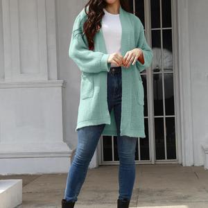 Cardigan Lungo in Maglia Tinta Unita Stile Coreano Nuovo <span class=keywords><strong>Autunno</strong></span> <span class=keywords><strong>Inverno</strong></span> per Donne Europee e Americane - Product Image 4