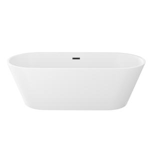 Noi immagazzina una vasca bianca contemporanea con Overflow nero opaco e scarica la vasca da bagno indipendente in acrilico da 67 "con spedizione gratuita - Product Image 1