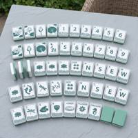 Ensemble de Mahjong Américain Personnalisé en Gros, 160 Pièces, Matériau Acrylique, Motif Lotus et Dragon Chinois, Tuiles à Dos Vert pour Clubs et Usage Domestique