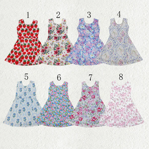 <b>Baby</b> Girl Sleeveless Strawberry Flower <b>Bows</b> Sibling Skort Yoga Active Knee Length Dress - Product Image 1