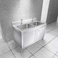 Évier de cuisine professionnel en acier inoxydable QH 201 de 0,8 mm d'épaisseur, finition résistante à la corrosion, capacité de charge de 300 kg/m, vente en gros