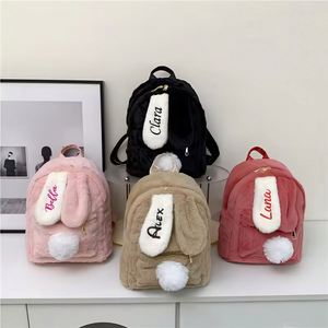 Customized Name Cute Plush Rabbit Ear Design Durable <b>Cartoon</b> <b>Backpack</b> Embroidery Zipper Closure Lightweight Casual School/Season - Product Image 2