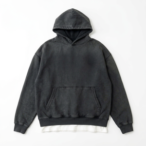 Men's Washed Black Hooded Sweatshirt Oversized Fit Casual Fleece Hoodie With Kangaroo Pocket Autumn Winter Wear 2027 - Product Image 1